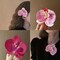 3 Colors Flower Hair Clips, Bohemian Butterfly Orchid Hairpin(Red Pink Purple)